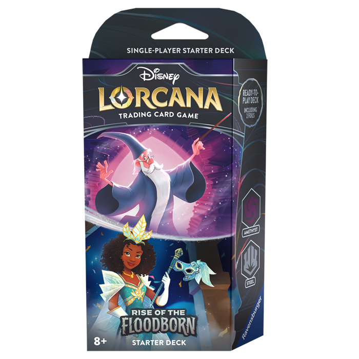 Lorcana Trading Card Game Set 2 Rise of the Floodborn- Starter Deck – Amethyst & Steel