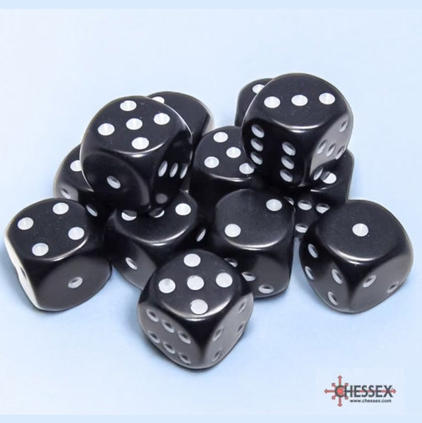 Chessex Black/White: Opaque 16mm d6 Dice Block