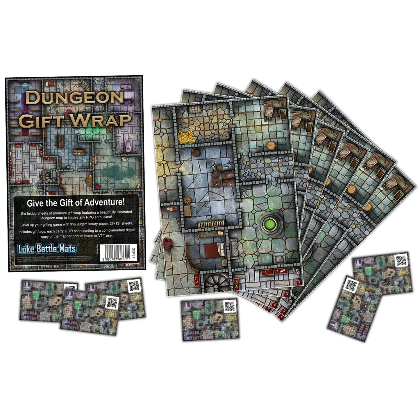 Dungeon Gift Wrap (Pack of 6 Sheets with Tags)