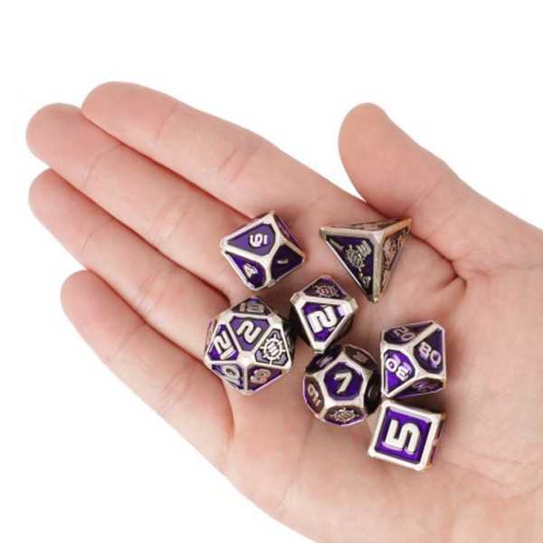 Enhance Tabletop RPGs Collectors Edition Enamel RPG Dice Set with Drawstring Pouch (Purple)