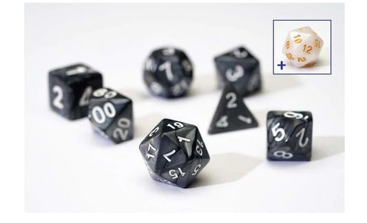 Pearl Charcoal Grey/Black Acrylic Poly Dice Set