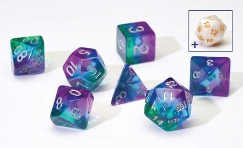 Blue Aurora Semi-Transparent Poly Dice Set