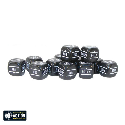 Bolt Action Orders Dice - Black (12)