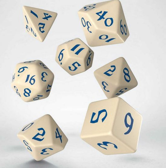 Q-Workshop Classic Runic Beige & Blue Dice Set (7)
