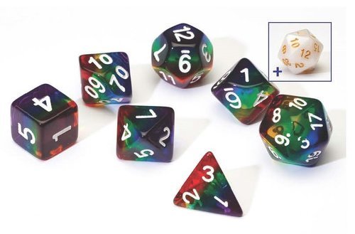Rainbow Translucent Poly Dice Set