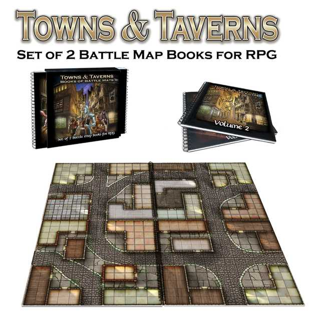 Towns and Taverns: Set of 2 Battle Map Books