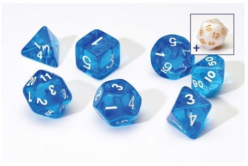 Translucent Blue Poly Dice Set