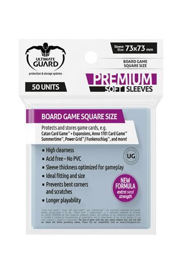 Ultimate Guard Premium Soft Sleeves for Board Game Cards Square (50)