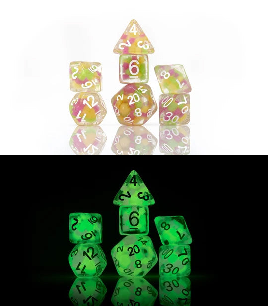 Melon Ball Glowworm Glow in the Dark Poly RPG Dice Set