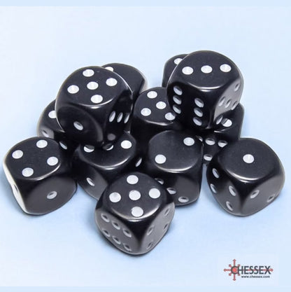 Chessex Black/White: Opaque 16mm d6 Dice Block
