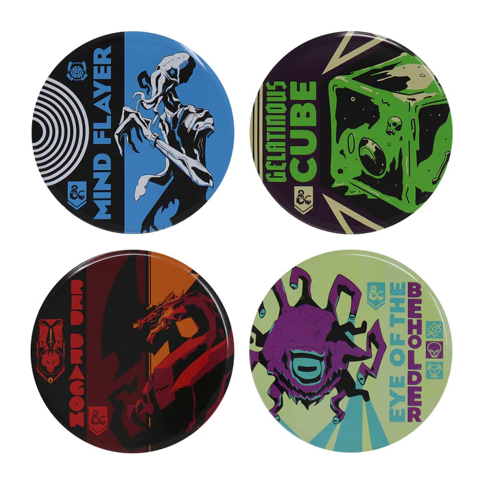 Dungeons & Dragons Set of 4 Printed Metal Coasters