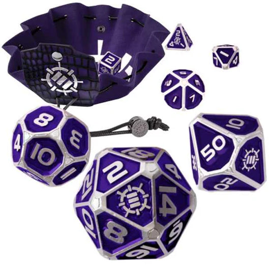 Enhance Tabletop RPGs Collectors Edition Enamel RPG Dice Set with Drawstring Pouch (Purple)