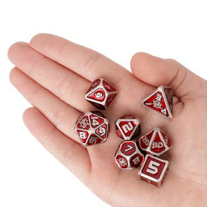 Enhance Tabletop RPGs Collectors Edition Enamel RPG Dice Set with Drawstring Pouch (Red)