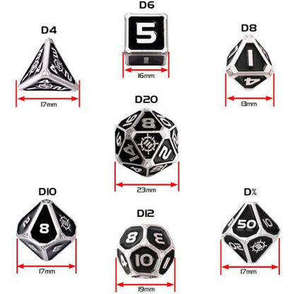 Enhance Tabletop RPGs Collectors Edition 7pc Enamel Dice Set with Drawstring Pouch (Black)