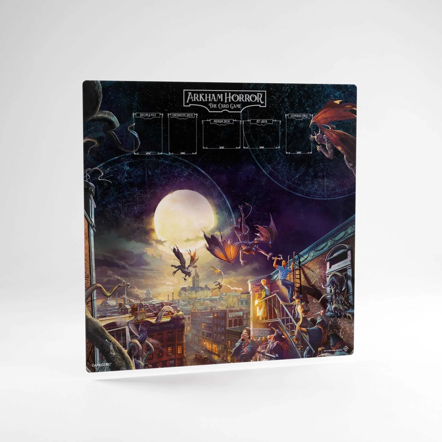 Gamegenic Arkham Horror LCG Center Game Mat 70x70cm with official gsme artwork for tabletop organisation.