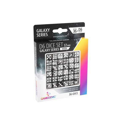 Gamegenic Galaxy Series - Moon - D6 Dice Set 12 mm (36 pcs) Black