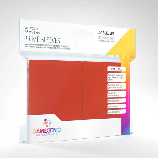 Gamegenic Prime Sleeves Standard Size- Red (100)