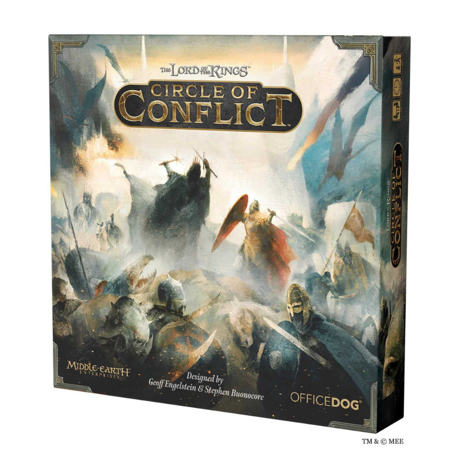 The Lord of the Rings Circle of Conflict dice game set up for 2–4 players