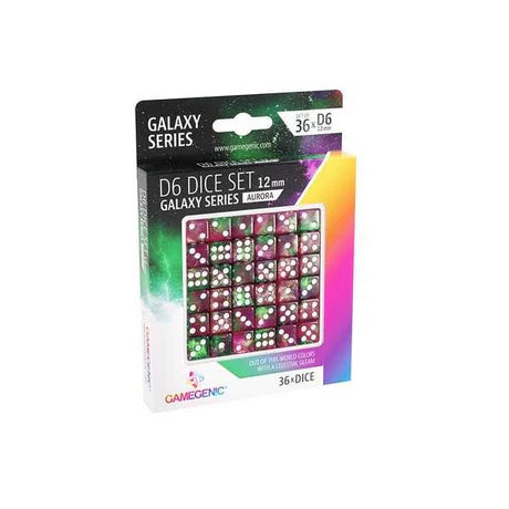 Gamegenic Galaxy Series - Aurora - D6 Dice Set 12 mm (36 pcs) Green/Purple