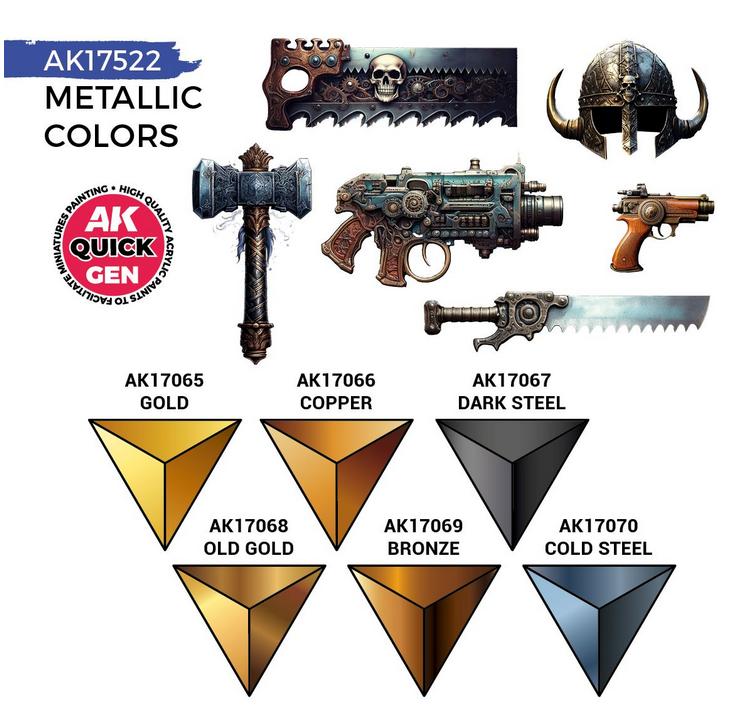 AK Interactive: Quick Gen: Metallics Set
