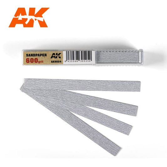 AK Interactive Sandpaper - Dry, 600 grit x 50 strips