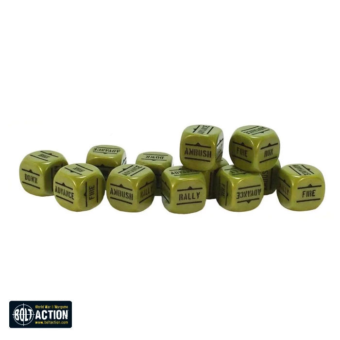 Bolt Action Orders Dice - Green (12)