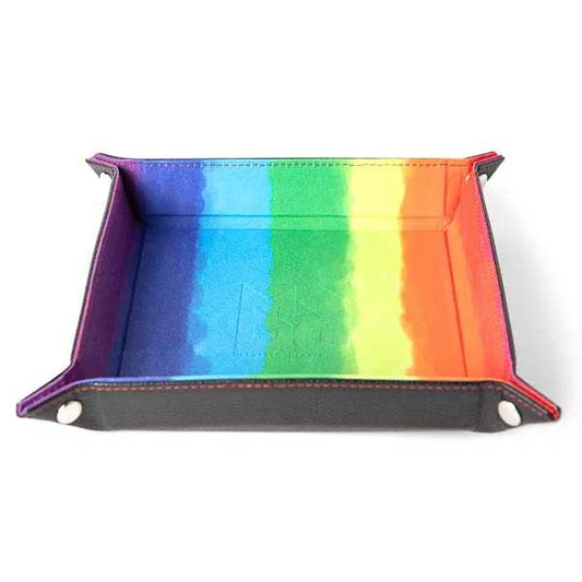Fold Up Velvet Dice Tray: Watercolour Rainbow