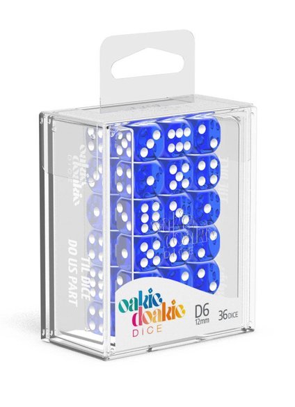 Oakie Doakie Dice D6 Dice 12 mm Translucent - Blue (36)