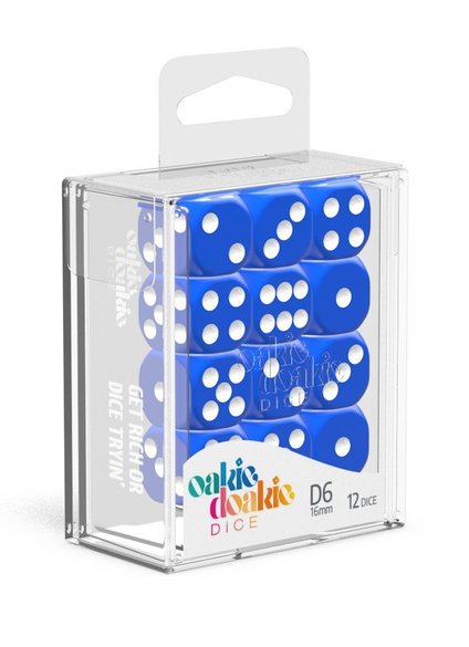 Oakie Doakie Dice D6 Dice 16 mm Solid - Blue (12)