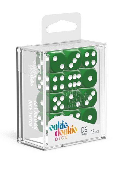 Oakie Doakie Dice D6 Dice 16 mm Solid - Green (12)