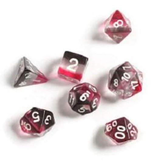 Pink, Clear, Black Resin Poly Dice Set