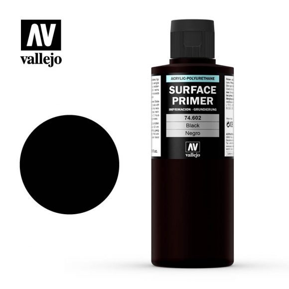 Vallejo Acrylic Polyurethane - Primer Black 200ml
